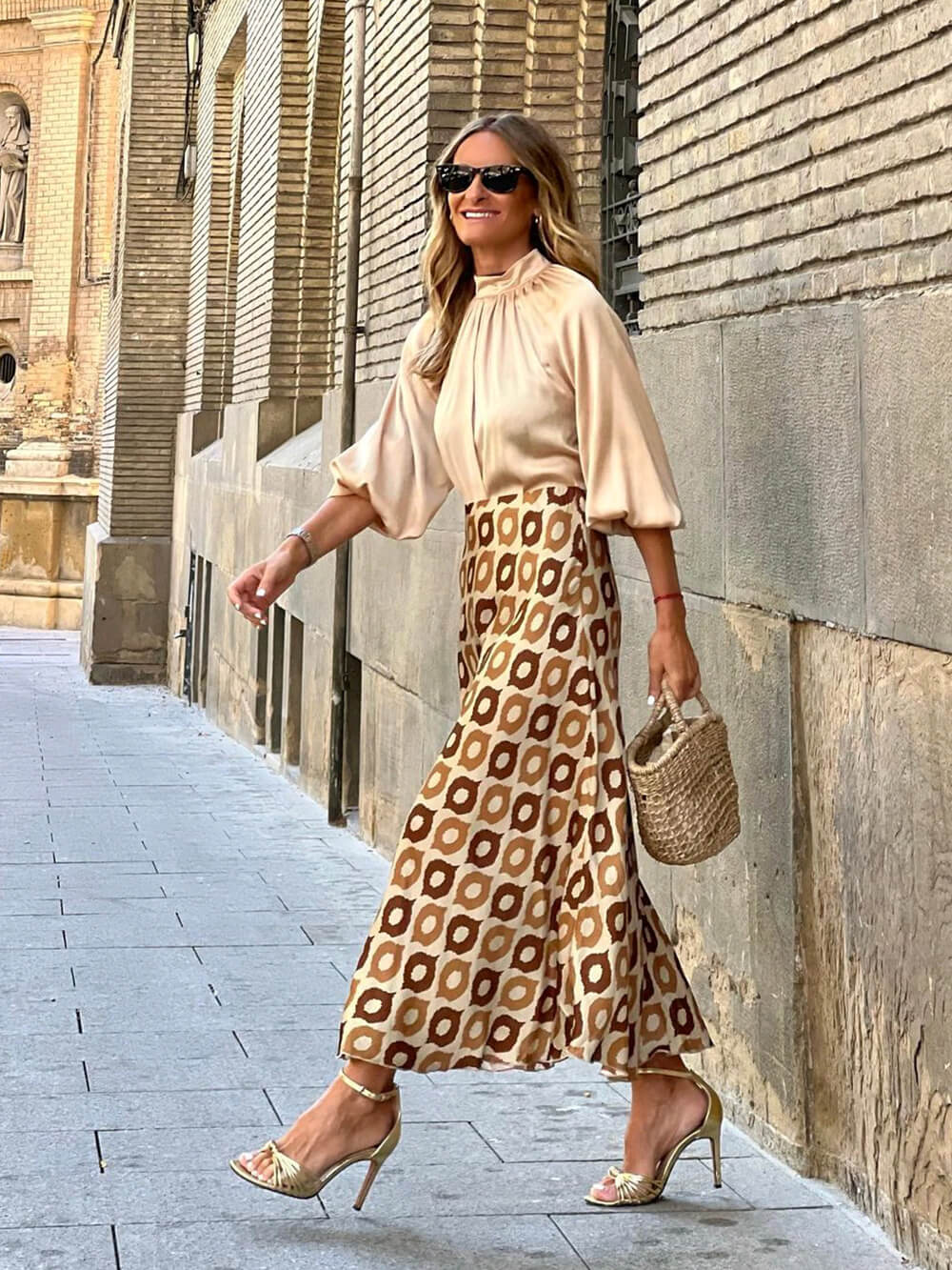 Long Skirt with Polka Dot Pattern