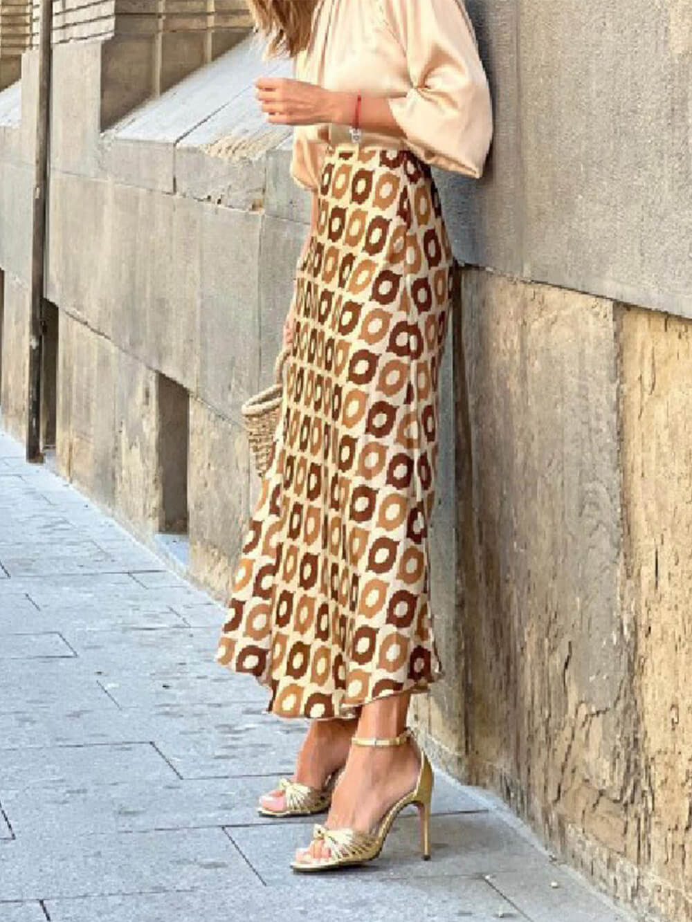 Long Skirt with Polka Dot Pattern