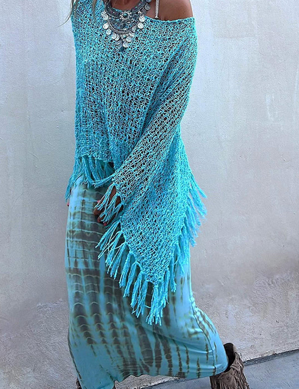 Charming Tie-Dye Maxi Skirt with Elastic Waist