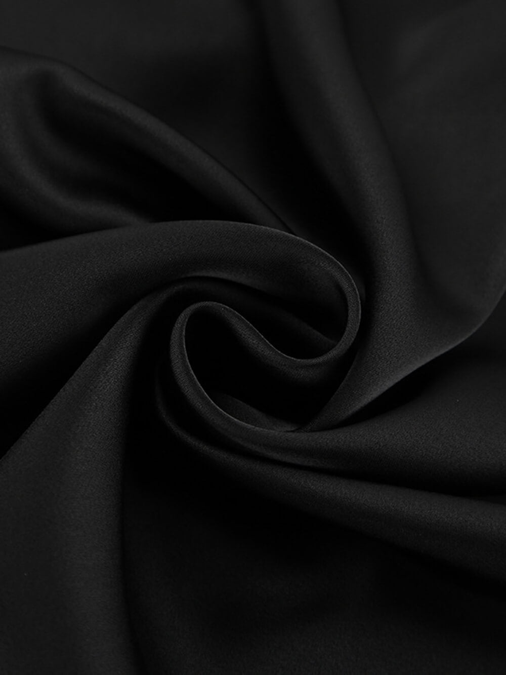 High Waist Black Satin Fishtail Skirt