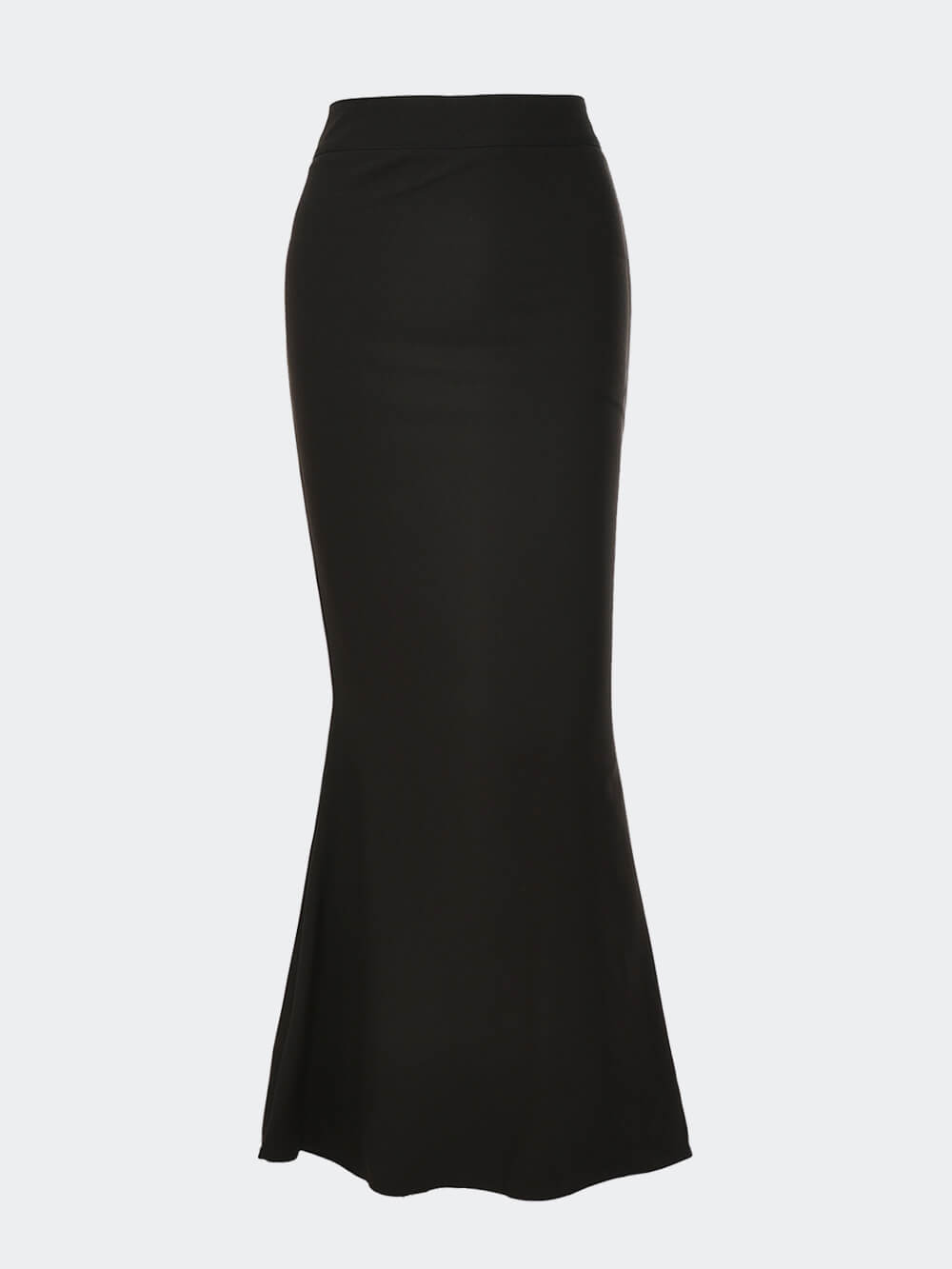 High Waist Black Satin Fishtail Skirt