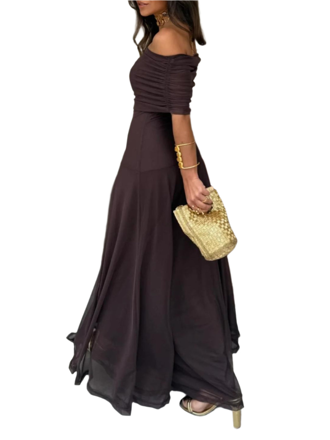 Toledo One Shoulder Mesh Maxi Dress