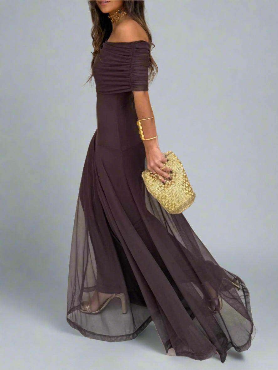 Toledo One Shoulder Mesh Maxi Dress