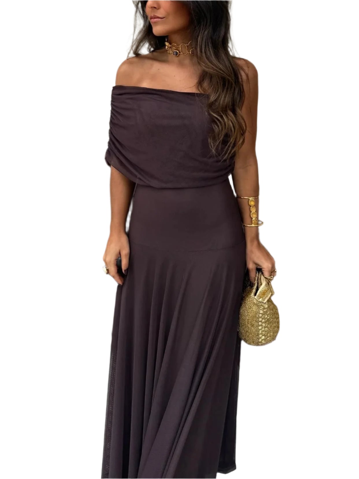 Toledo One Shoulder Mesh Maxi Dress