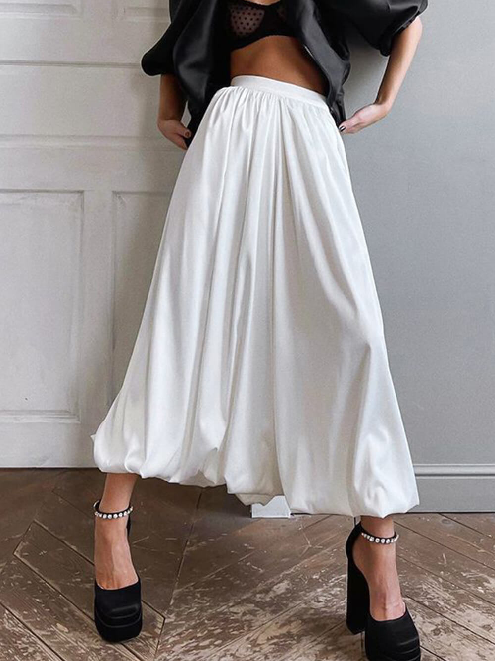 High-Waisted A-Line Skirt in French Style