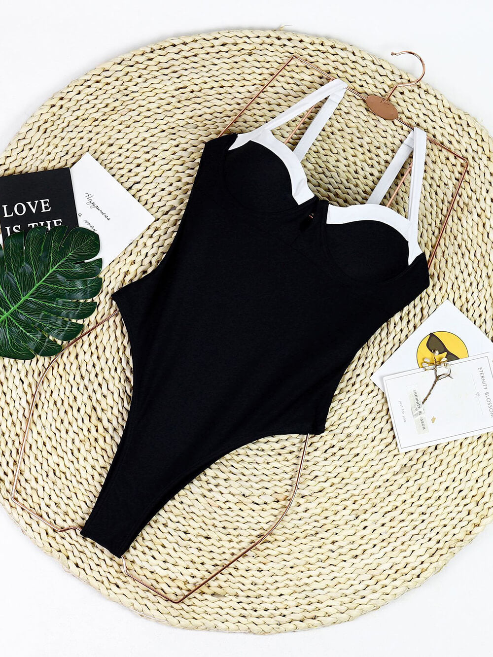 U-Neck Color Block One-Piece Swimsuit