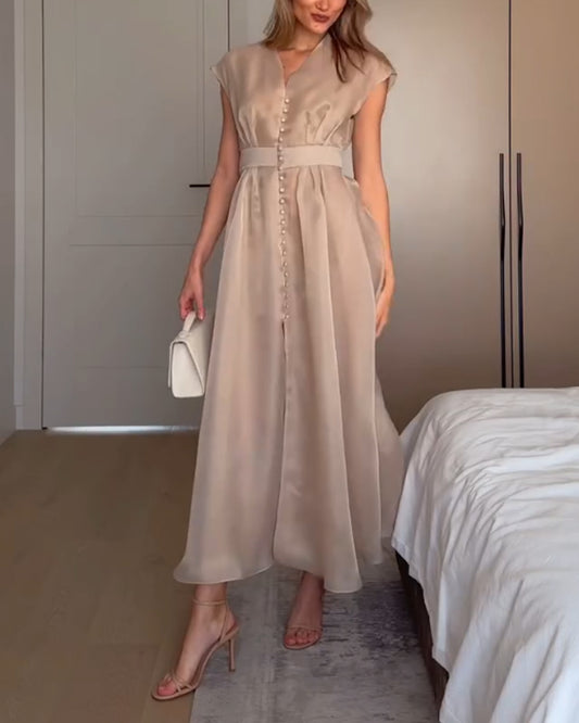 Elegant V-neck Split Dress