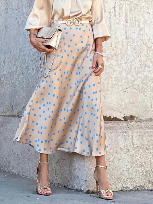 Long Skirt with Polka Dot Pattern