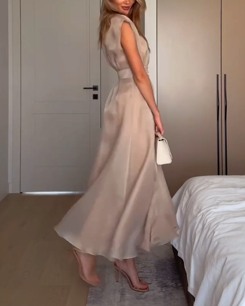 Elegant V-neck Split Dress