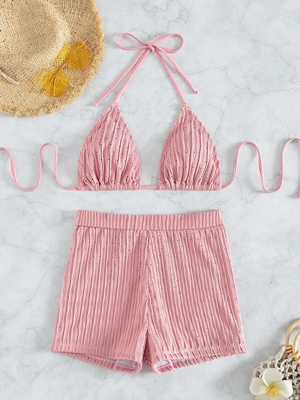 Textured String Bikini for Women