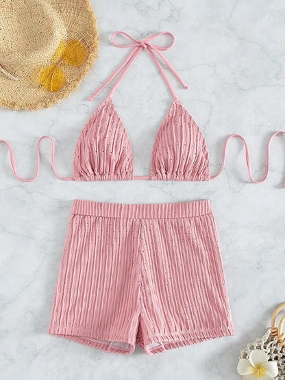 Textured String Bikini for Women