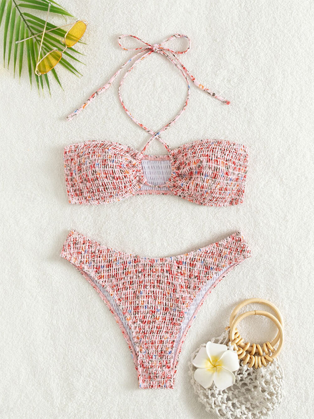 Floral Print Halter Neck Bikini Set