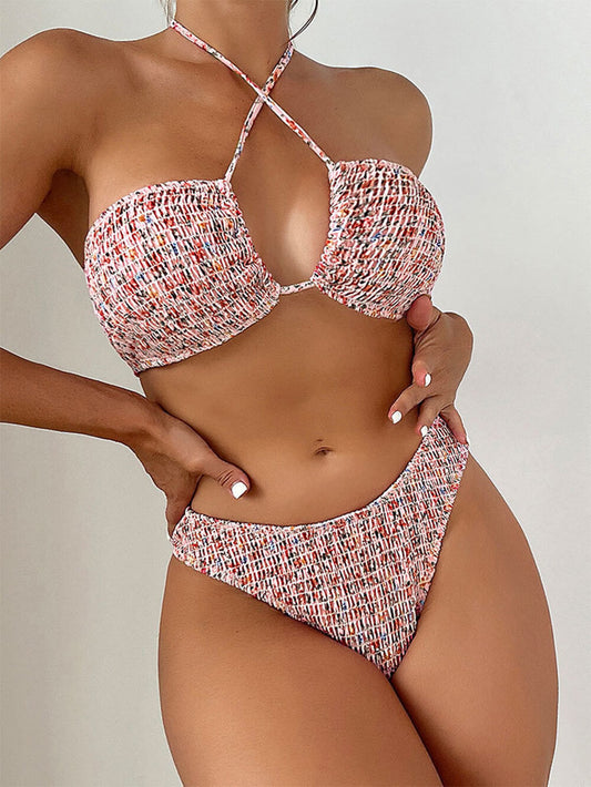 Floral Print Halter Neck Bikini Set
