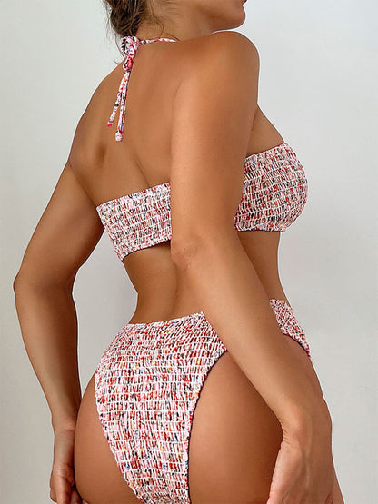 Floral Print Halter Neck Bikini Set