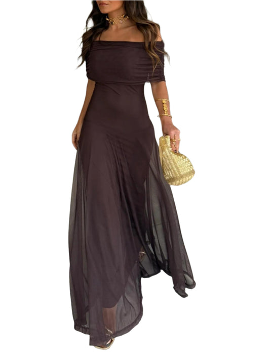 Toledo One Shoulder Mesh Maxi Dress