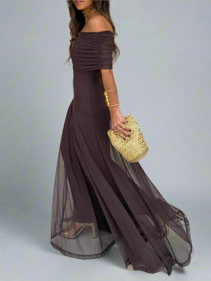 Toledo One Shoulder Mesh Maxi Dress