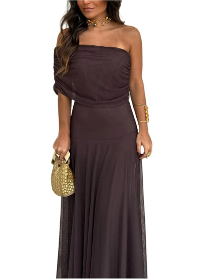 Toledo One Shoulder Mesh Maxi Dress