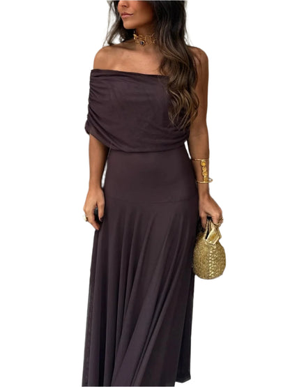 Toledo One Shoulder Mesh Maxi Dress