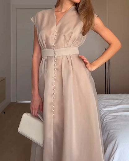 Elegant V-neck Split Dress